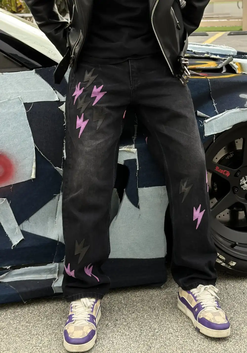 AMEXNOCAP丨Leopard Lightning Washed Jeans