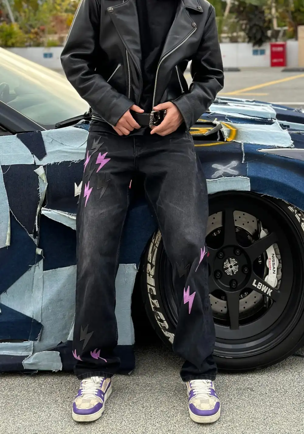 AMEXNOCAP丨Leopard Lightning Washed Jeans