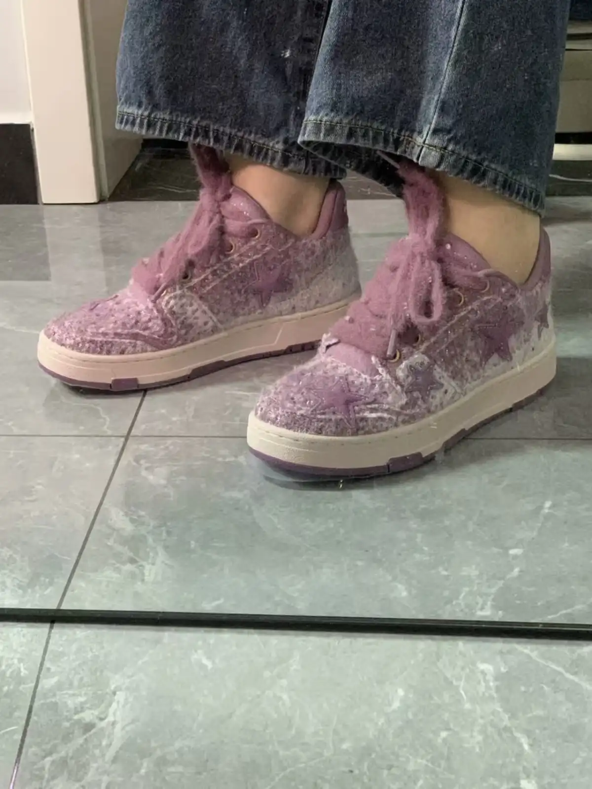 KAALIXTO丨Lilac Fuzzy Star Low-Top Sneaker