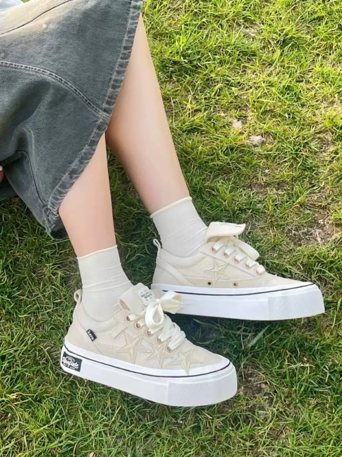 KAALIXTO丨Cream Beige Canvas Star Shoes