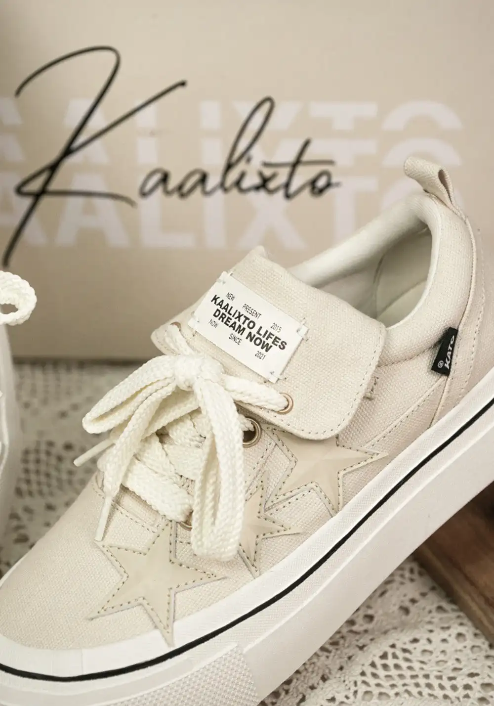 KAALIXTO丨Cream Beige Canvas Star Shoes