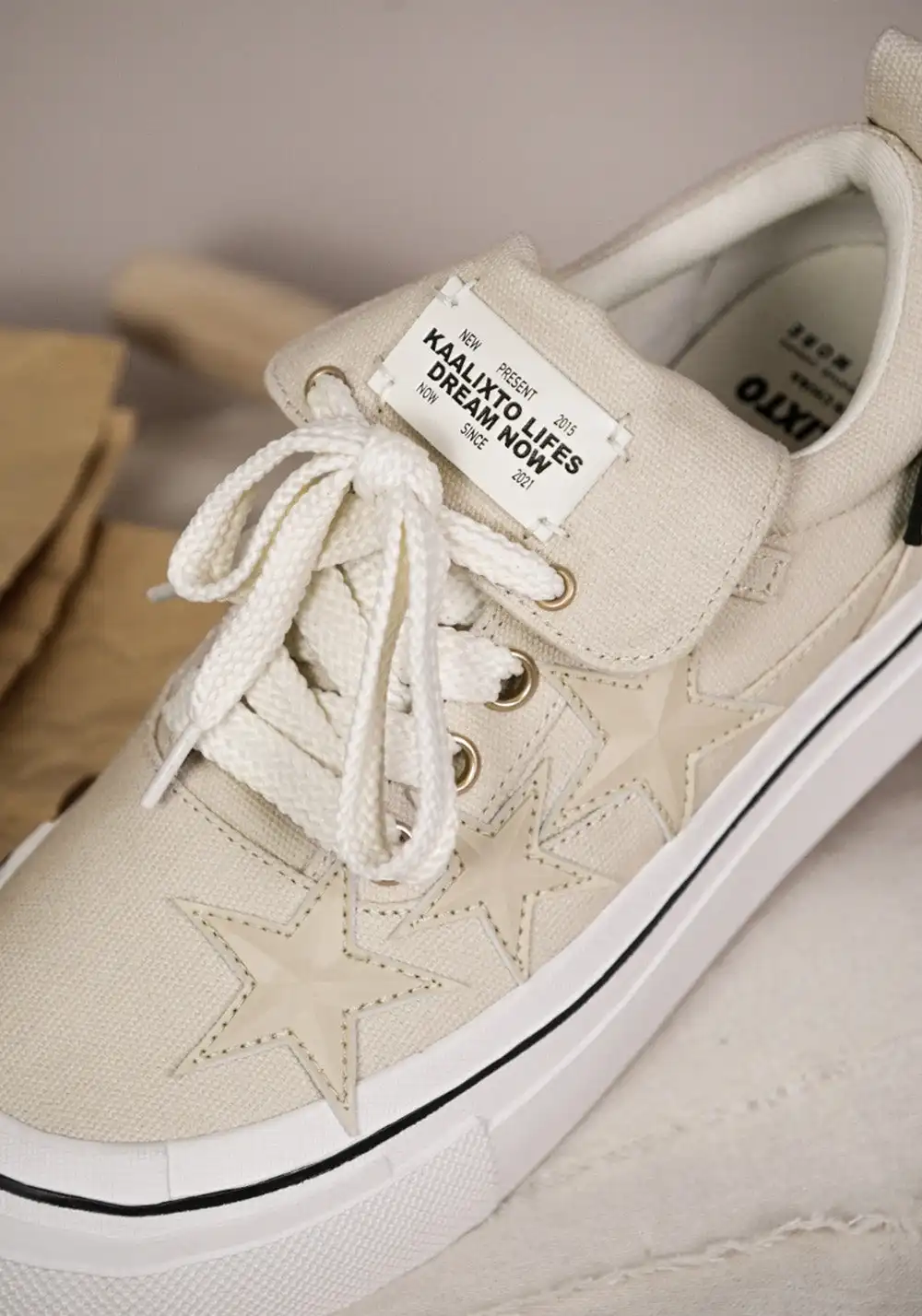 KAALIXTO丨Cream Beige Canvas Star Shoes