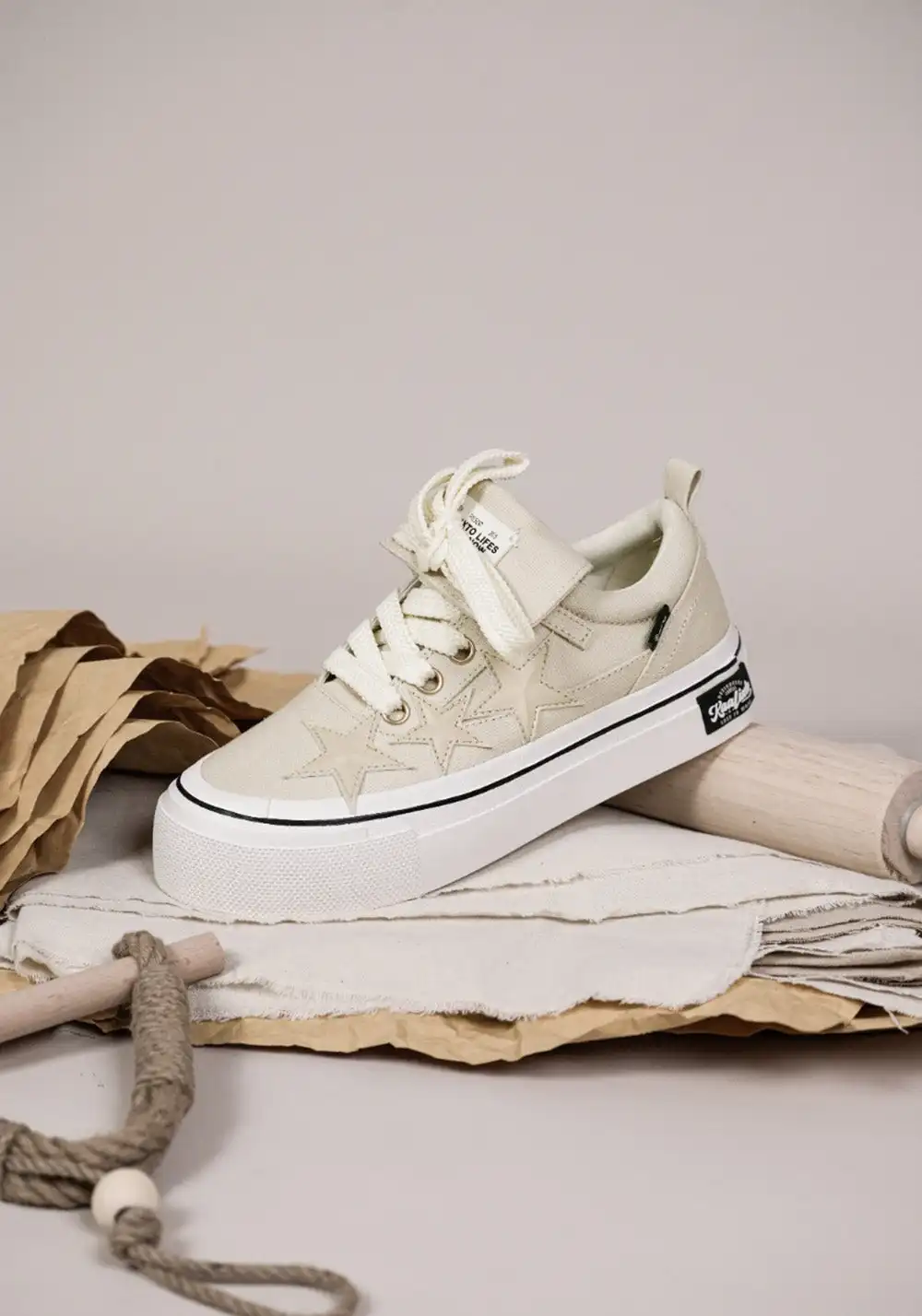 KAALIXTO丨Cream Beige Canvas Star Shoes