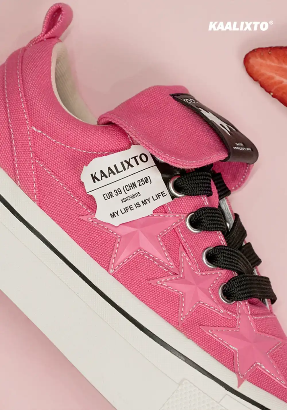 KAALIXTO丨Cheese Raspberry Pink Canvas Star Shoes