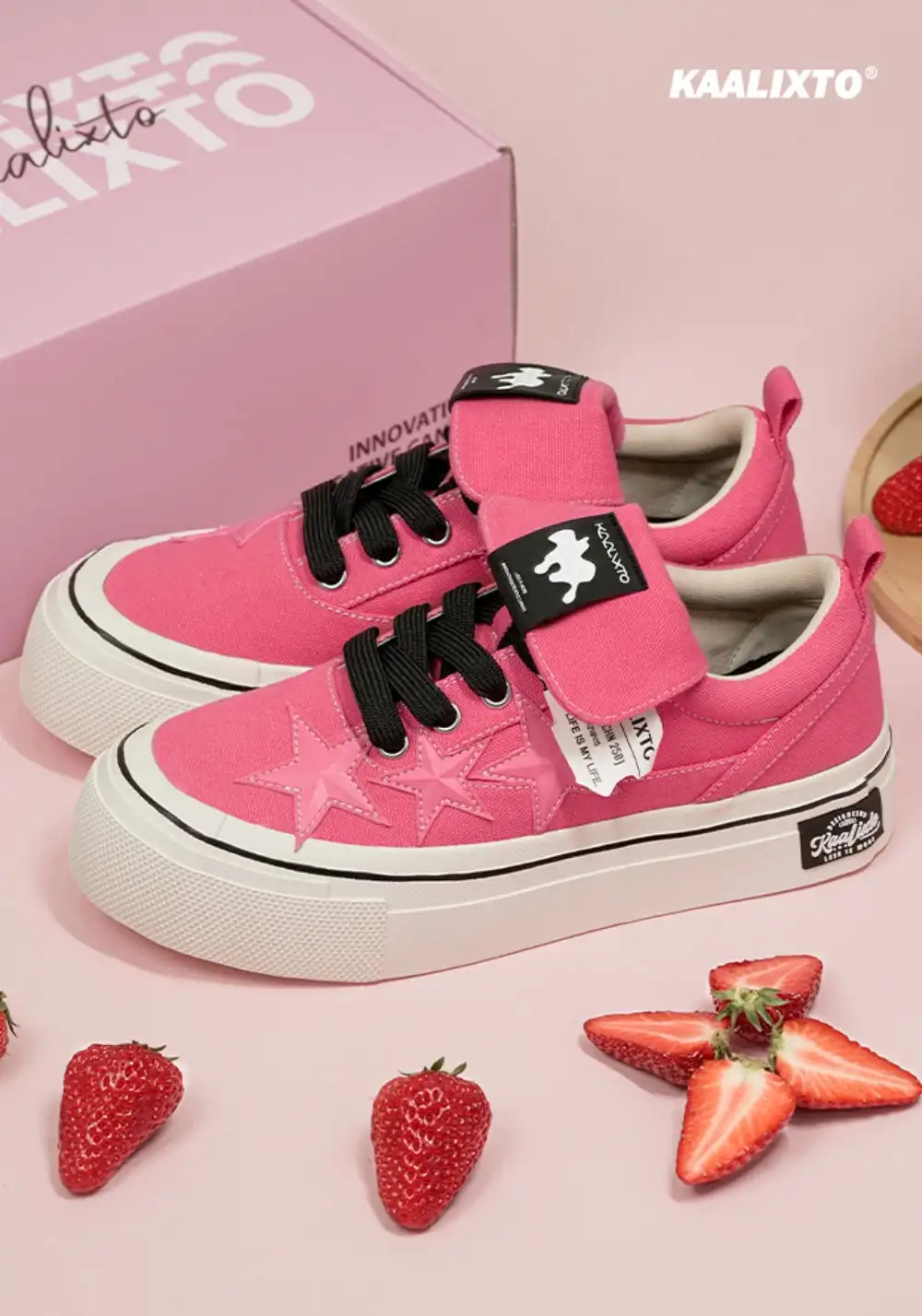 KAALIXTO丨Cheese Raspberry Pink Canvas Star Shoes