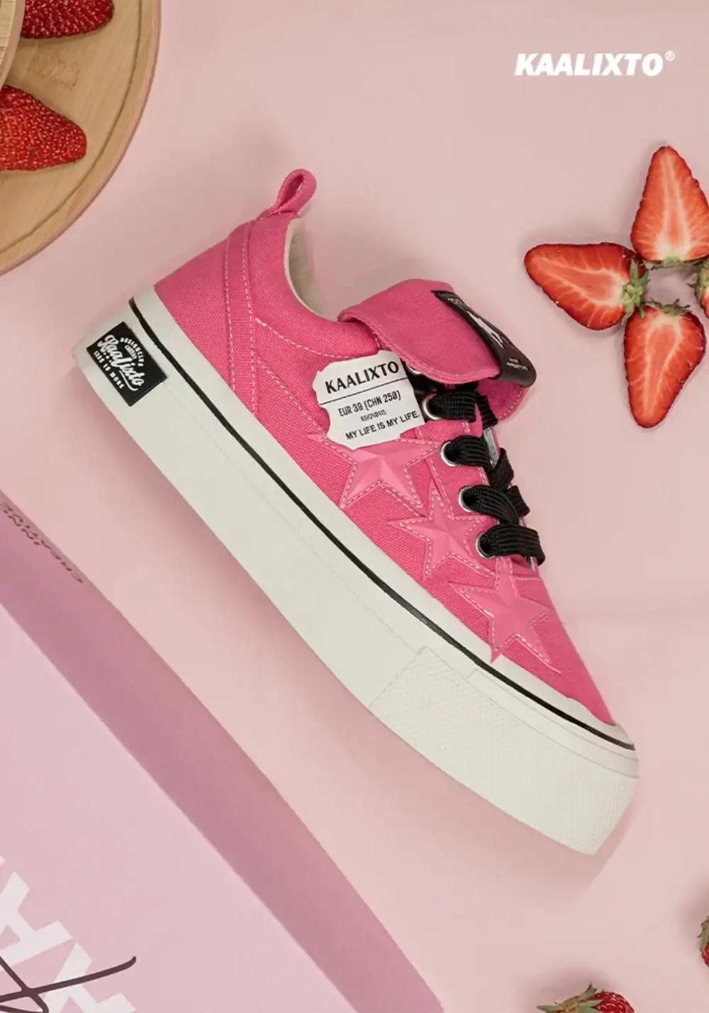 KAALIXTO丨Cheese Raspberry Pink Canvas Star Shoes