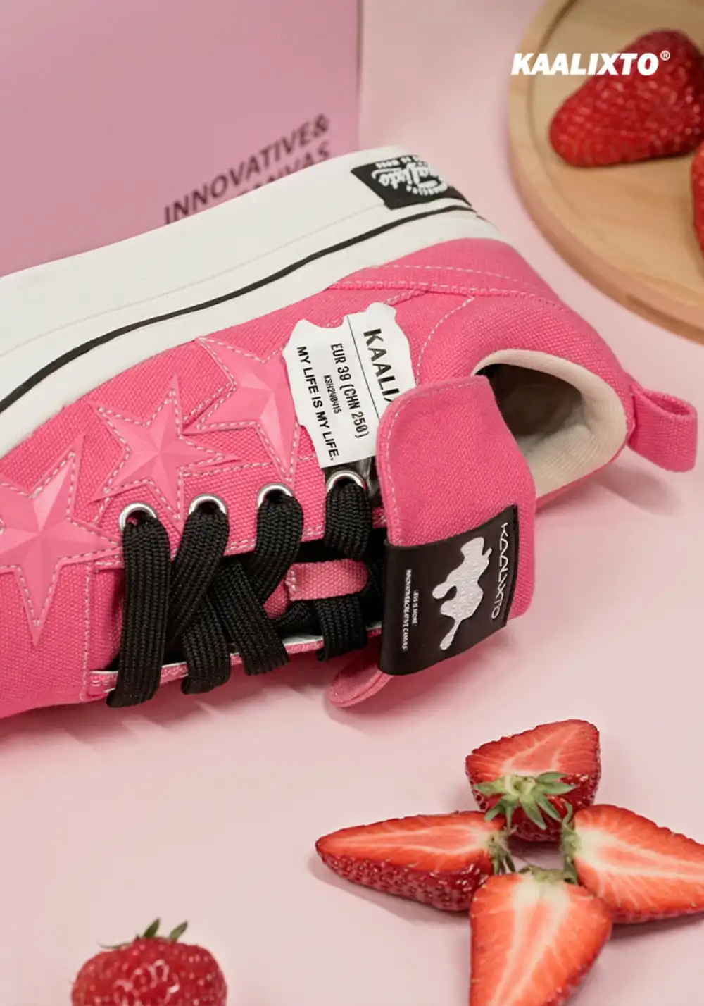 KAALIXTO丨Cheese Raspberry Pink Canvas Star Shoes