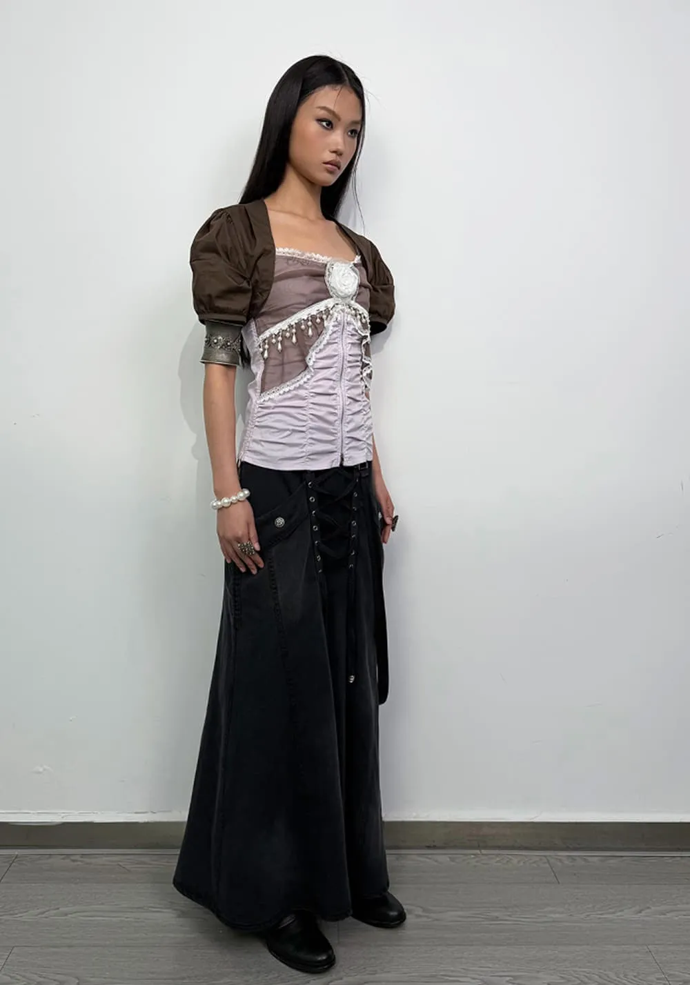 DOUBLEPUNCH丨Chiffon Lace Slim Fit Set