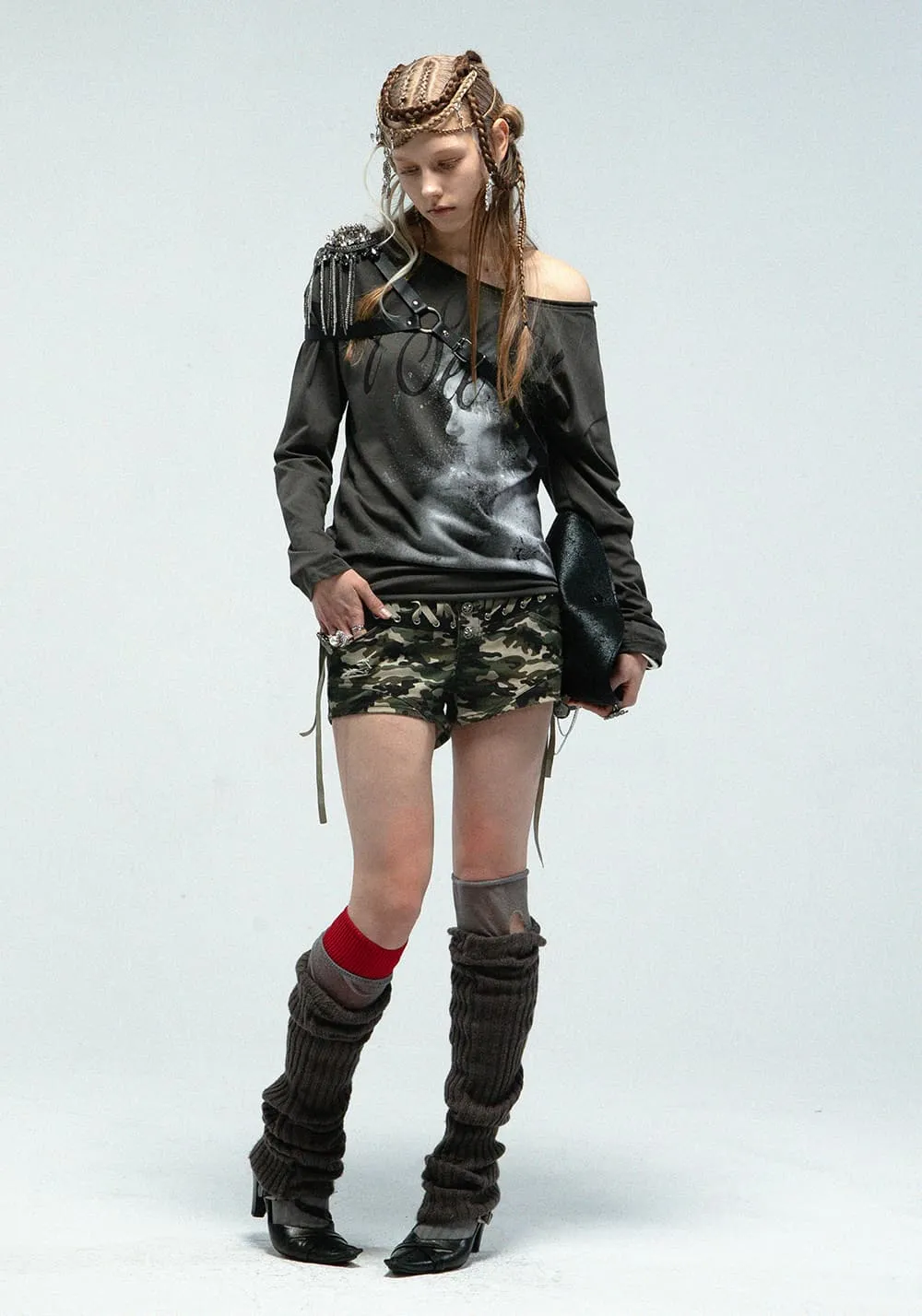 DOUBLEPUNCH丨Y2K Camo Mini Shorts