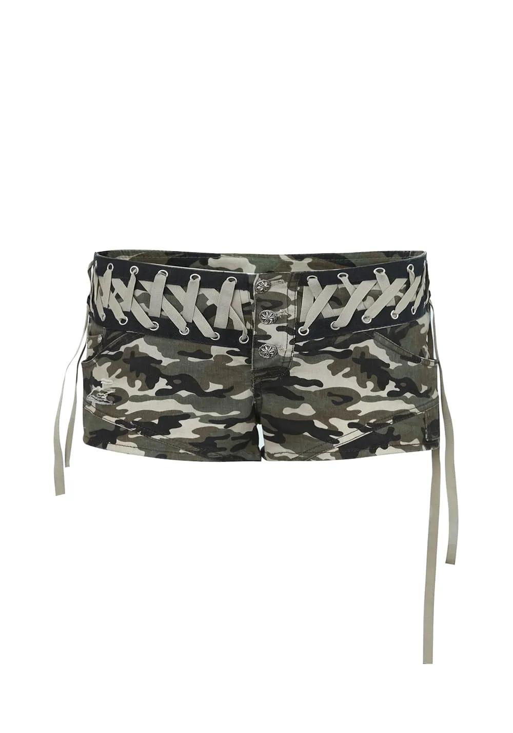 DOUBLEPUNCH丨Y2K Camo Mini Shorts