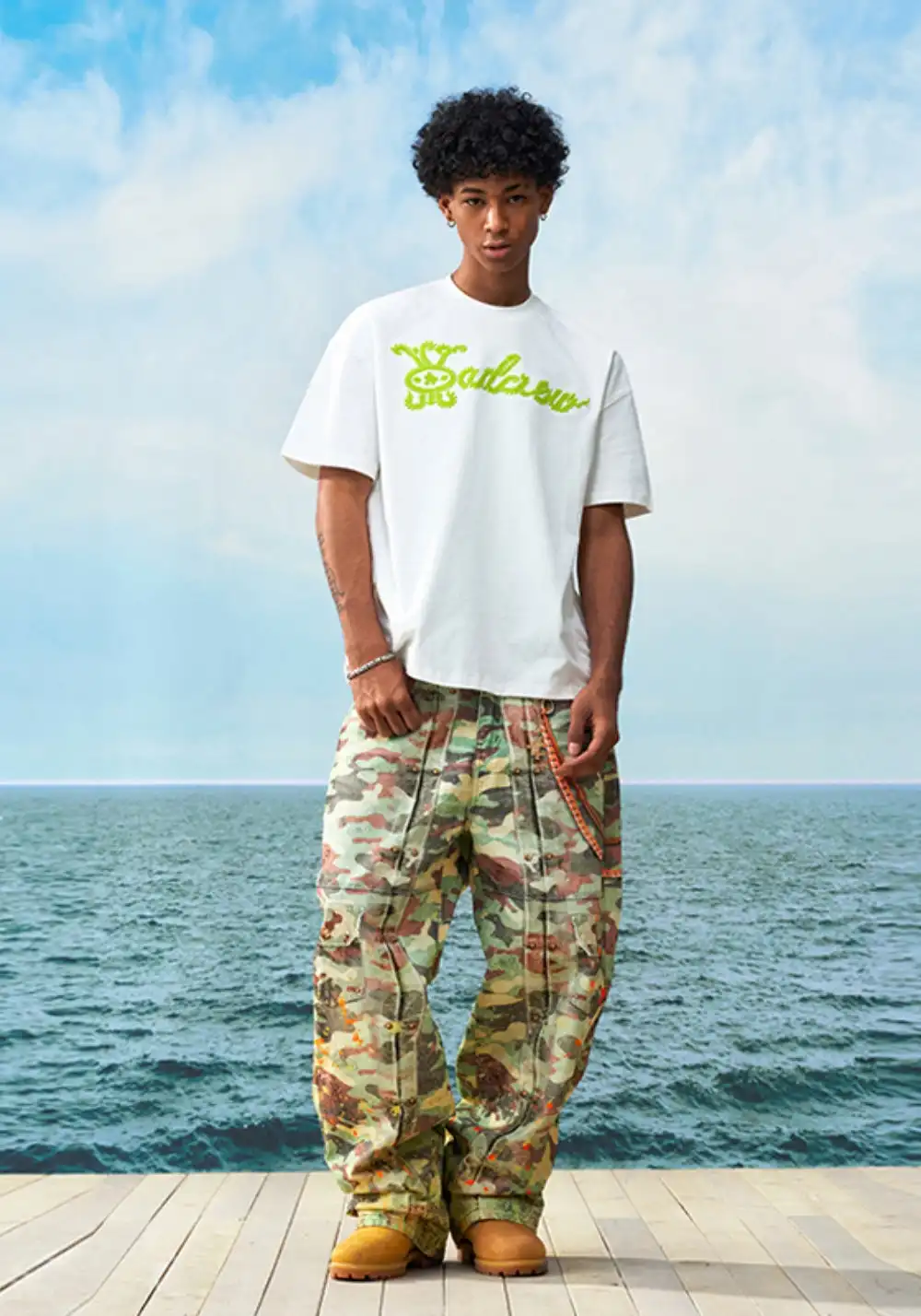 YADcrew丨YADcrew Knot-Embroidered Logo Tee-Green