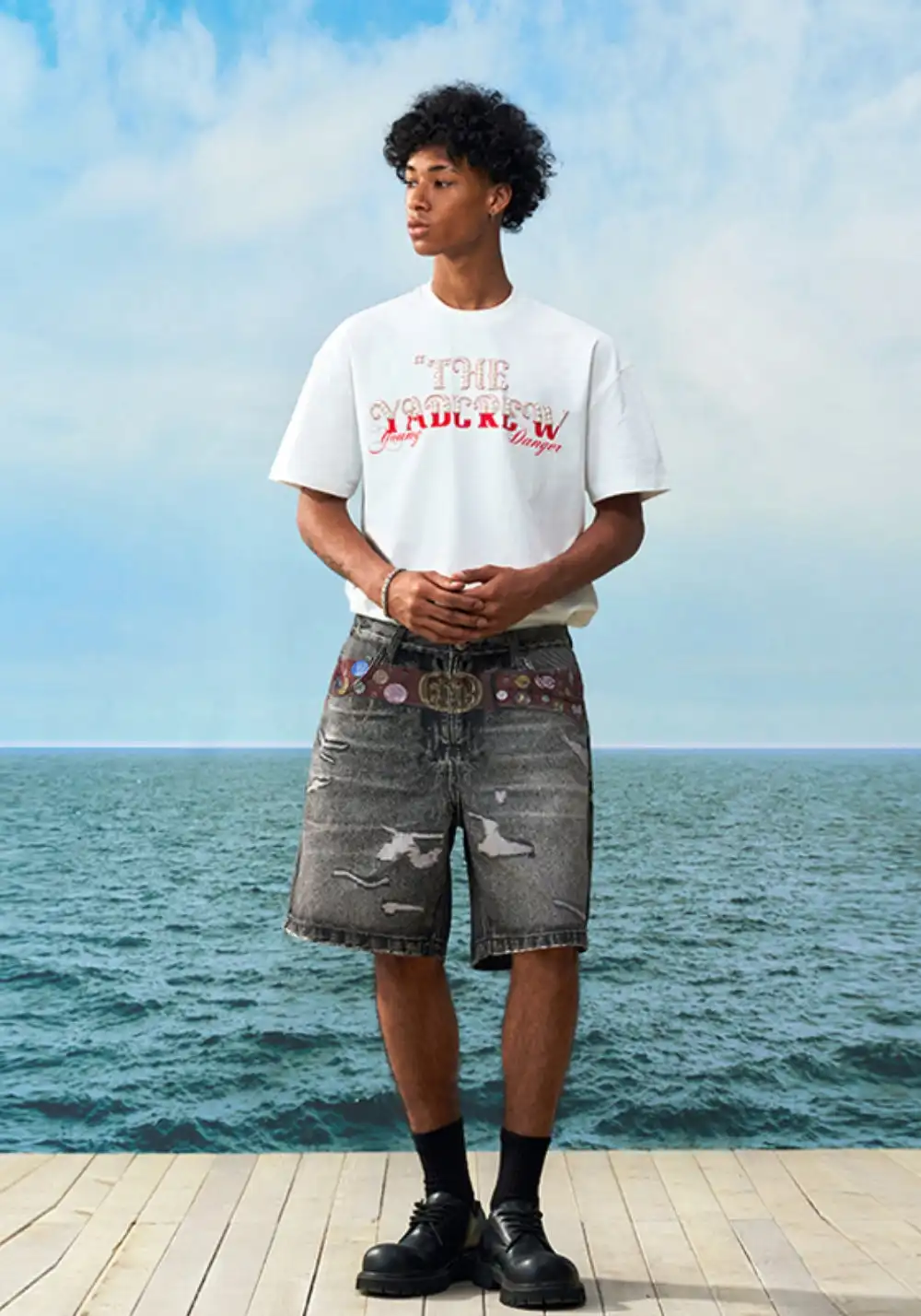 YADcrew丨YADcrew Checkerboard Pearl Tee-White