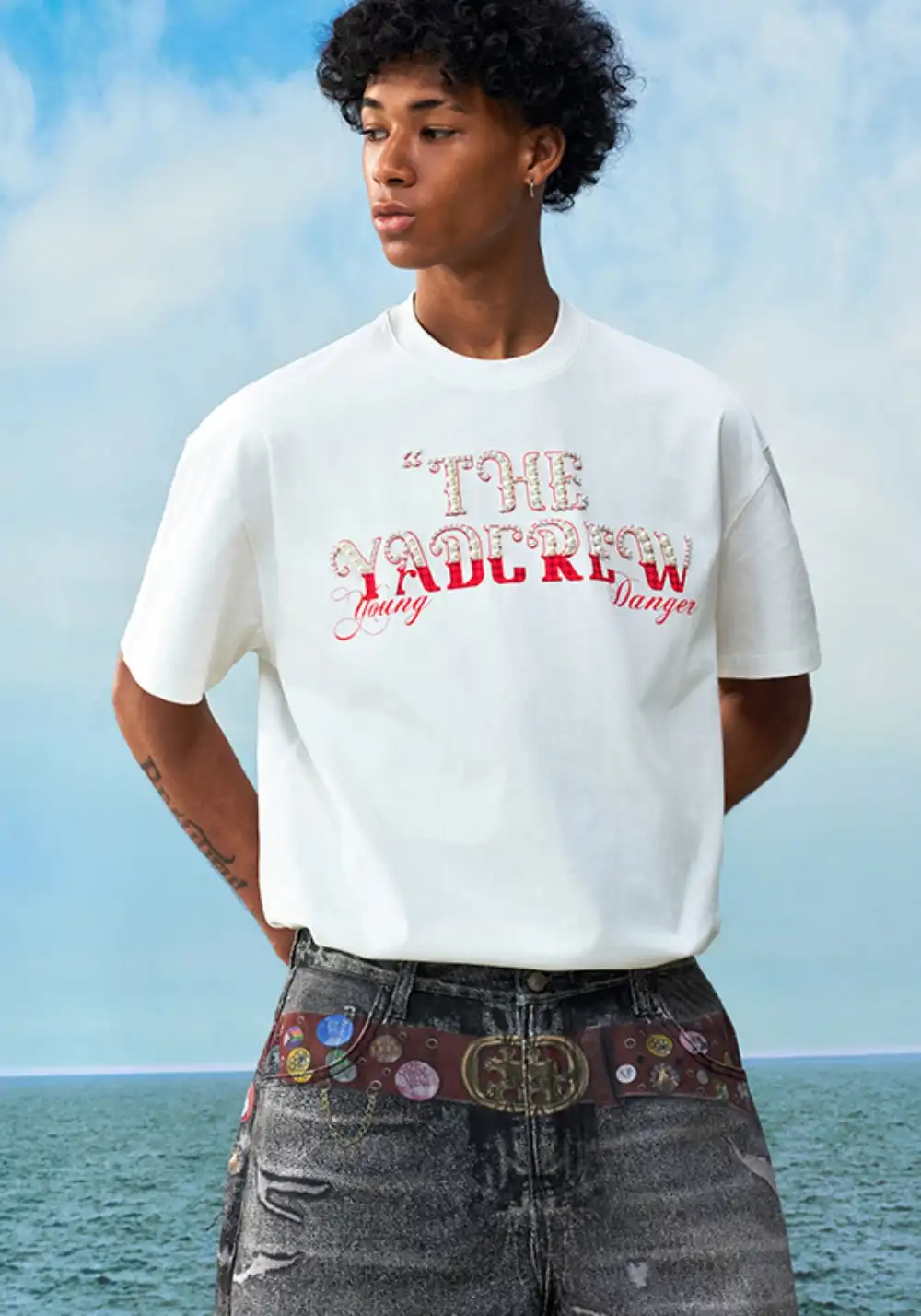 YADcrew丨YADcrew Checkerboard Pearl Tee-White