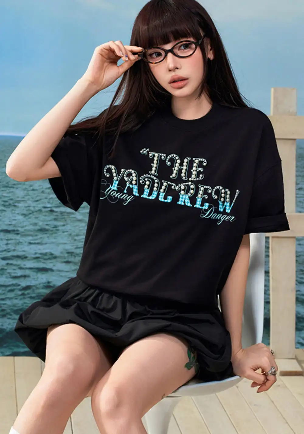YADcrew丨YADcrew Checkerboard Pearl Tee-Black
