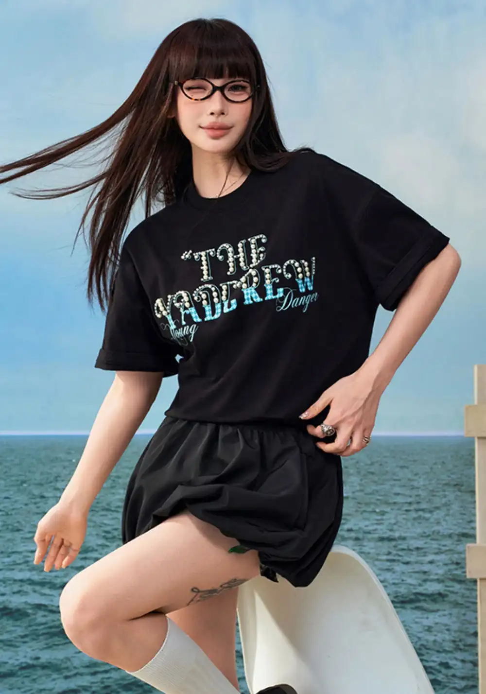 YADcrew丨YADcrew Checkerboard Pearl Tee-Black