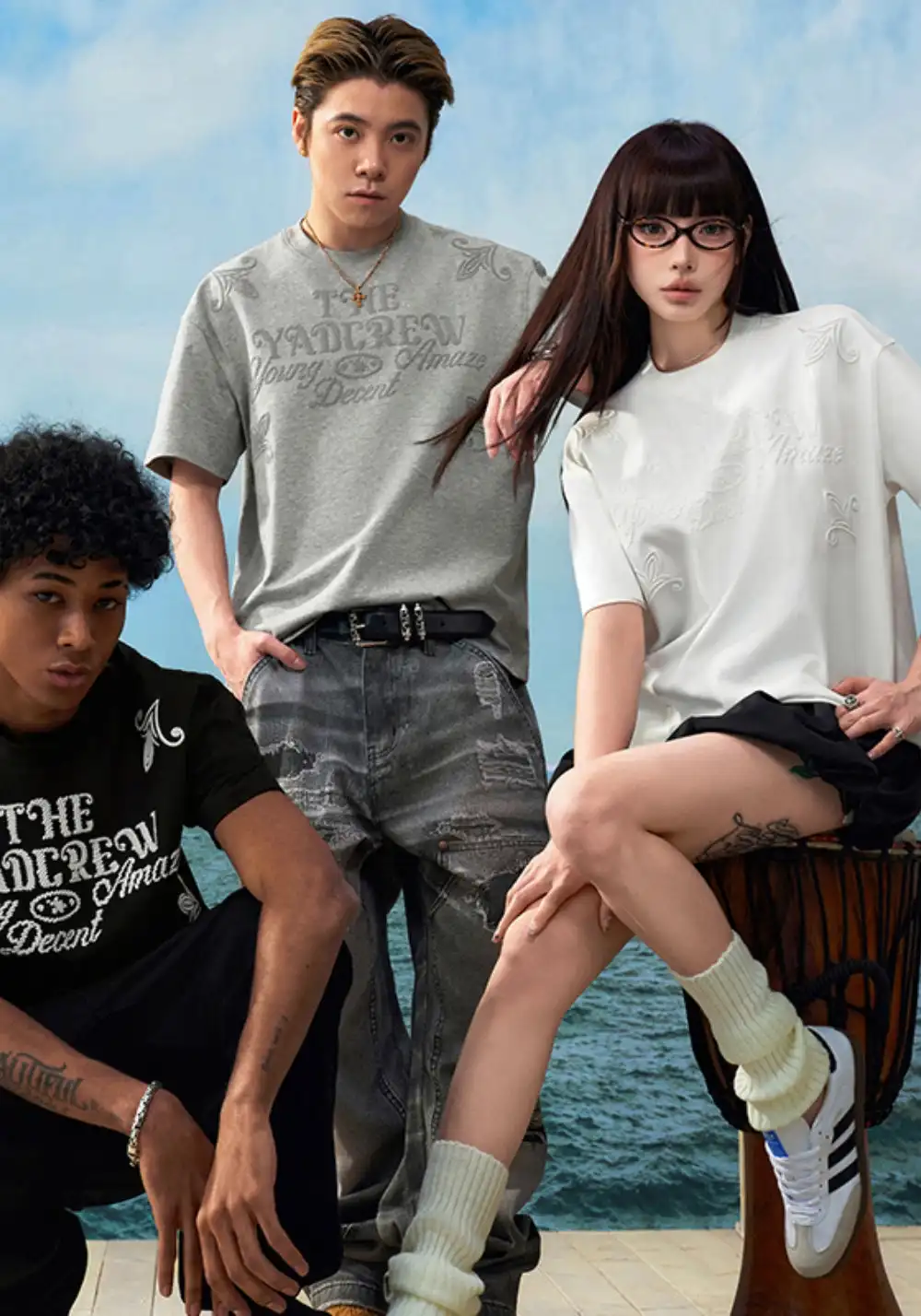 YADcrew丨YADcrew Slogan & Knot Tee-White