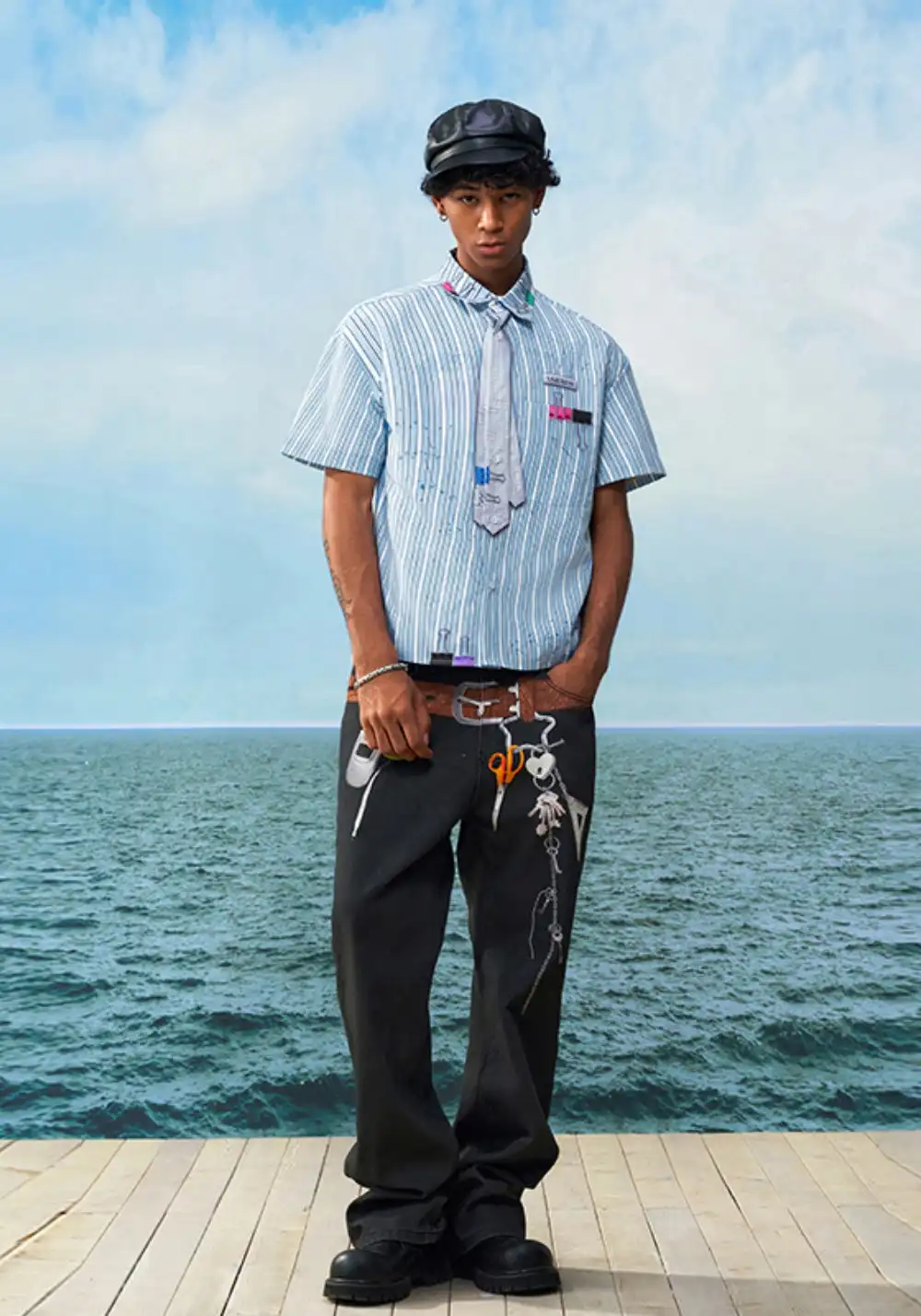 YADcrew丨YADcrew "Office Rebel" Distorted Stripe Shirt
