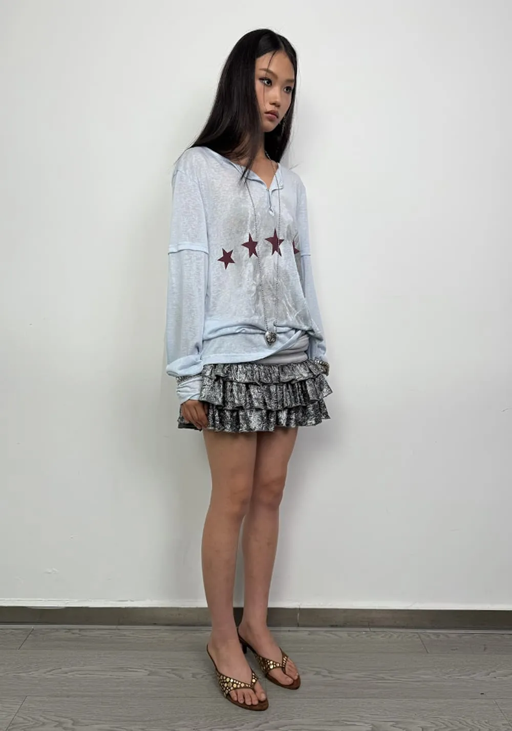 DOUBLEPUNCH丨Vintage Satin Layered Pleated Mini Skirt