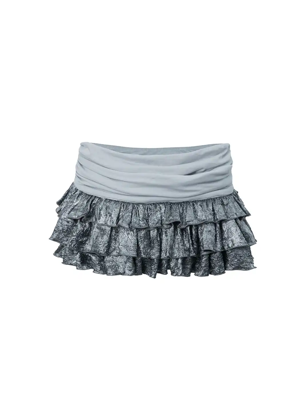 DOUBLEPUNCH丨Vintage Satin Layered Pleated Mini Skirt