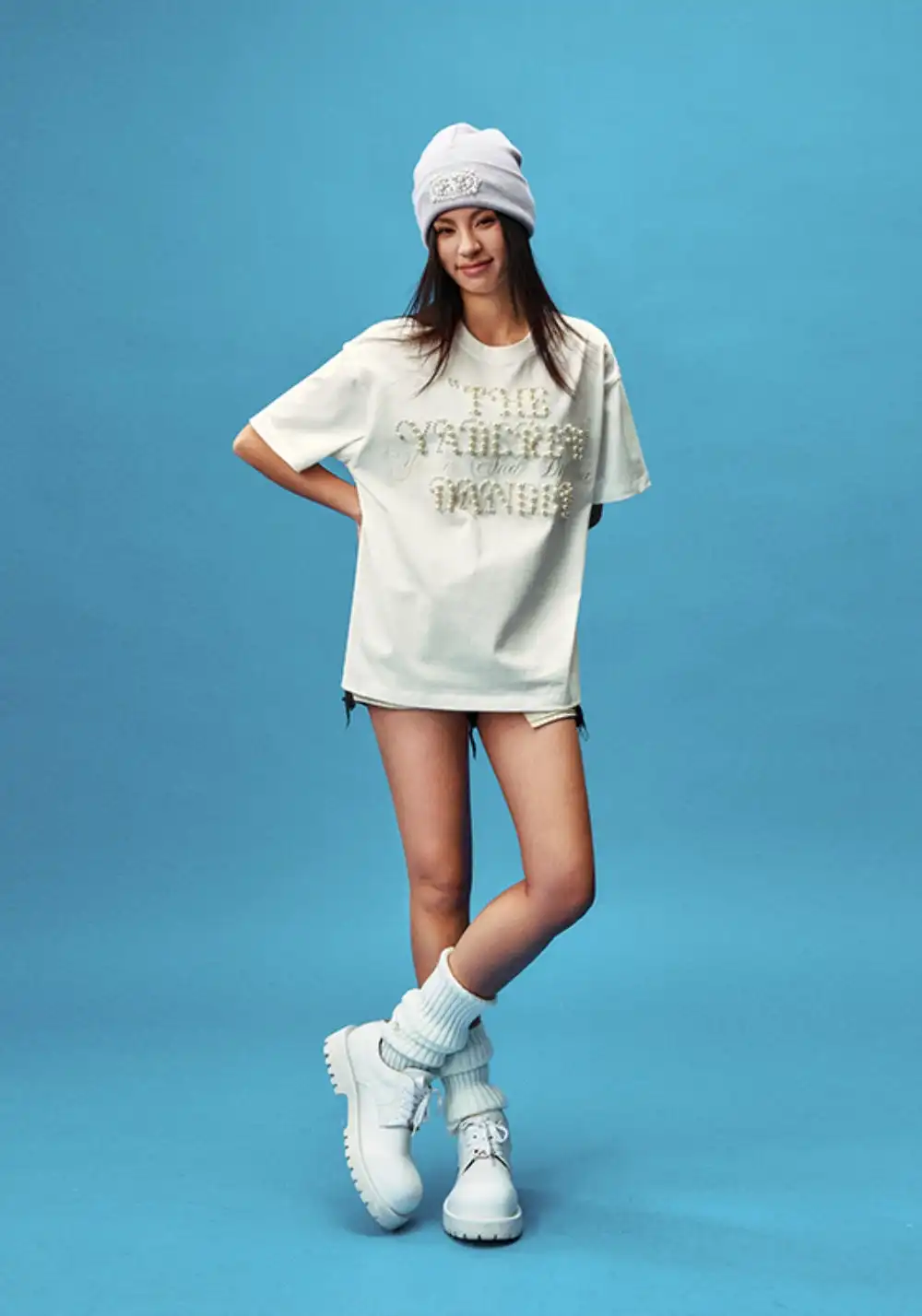 YADcrew丨YADcrew Pearl Slogan Tee-White