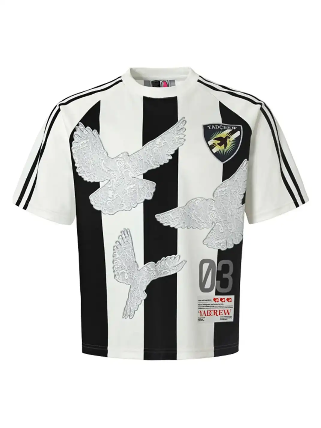 YADcrew丨YADcrew Lace Dove Stripe Tee-Black