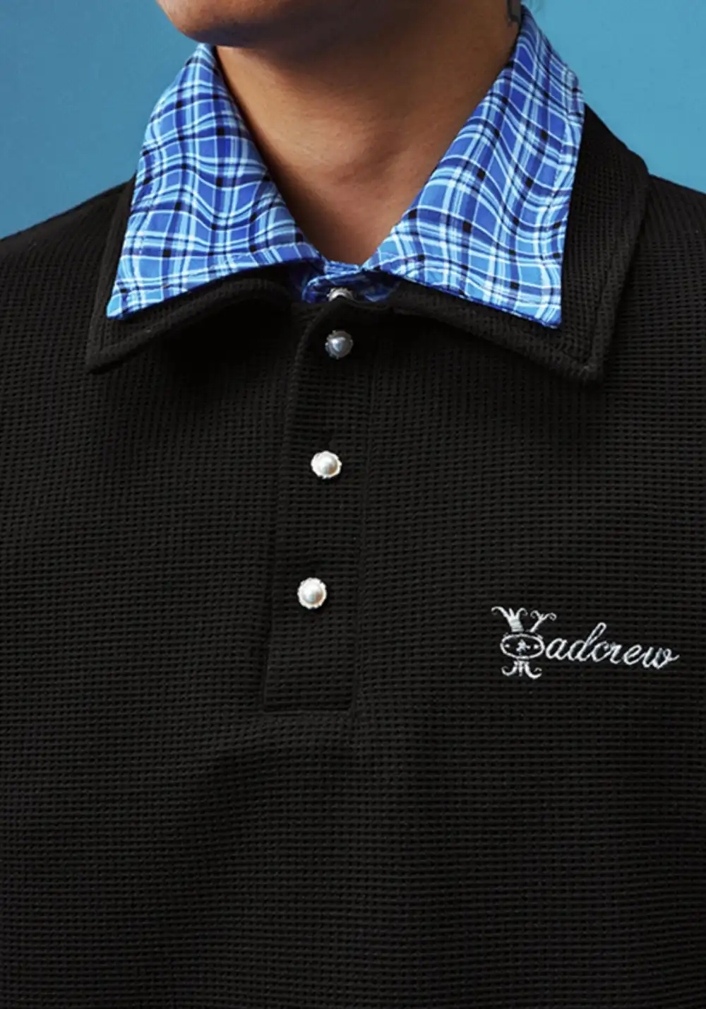 YADcrew丨YADcrew Double-Collar Distorted Polo-Black