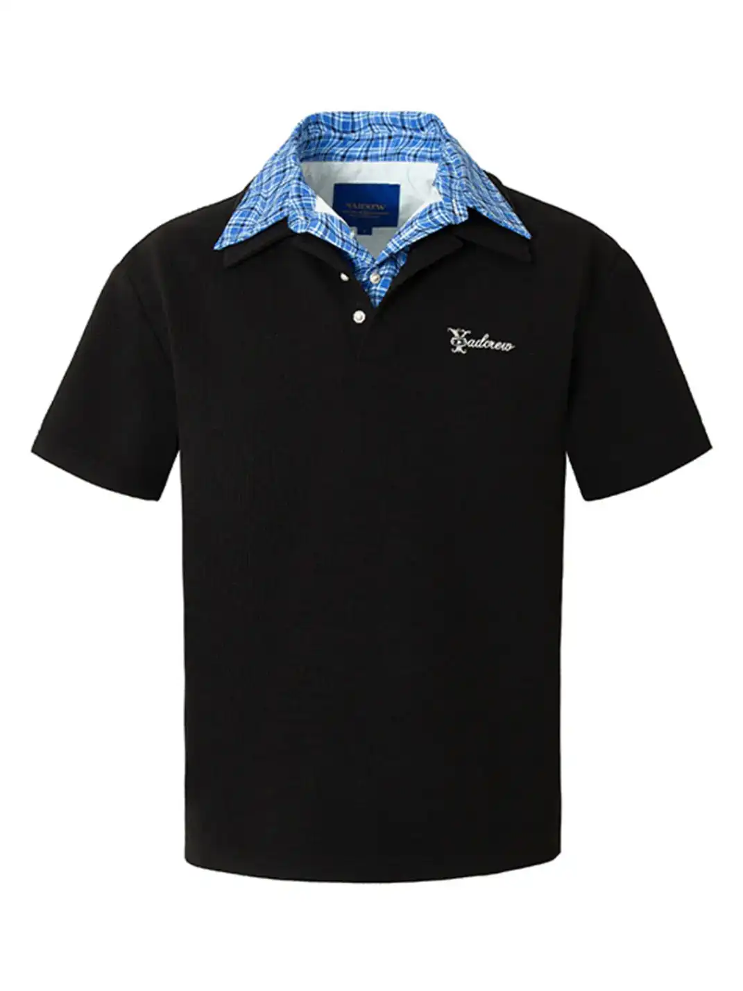 YADcrew丨YADcrew Double-Collar Distorted Polo-Black