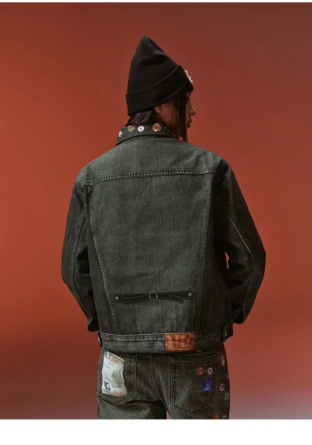 YADcrew丨Badge-Print Denim Jacket