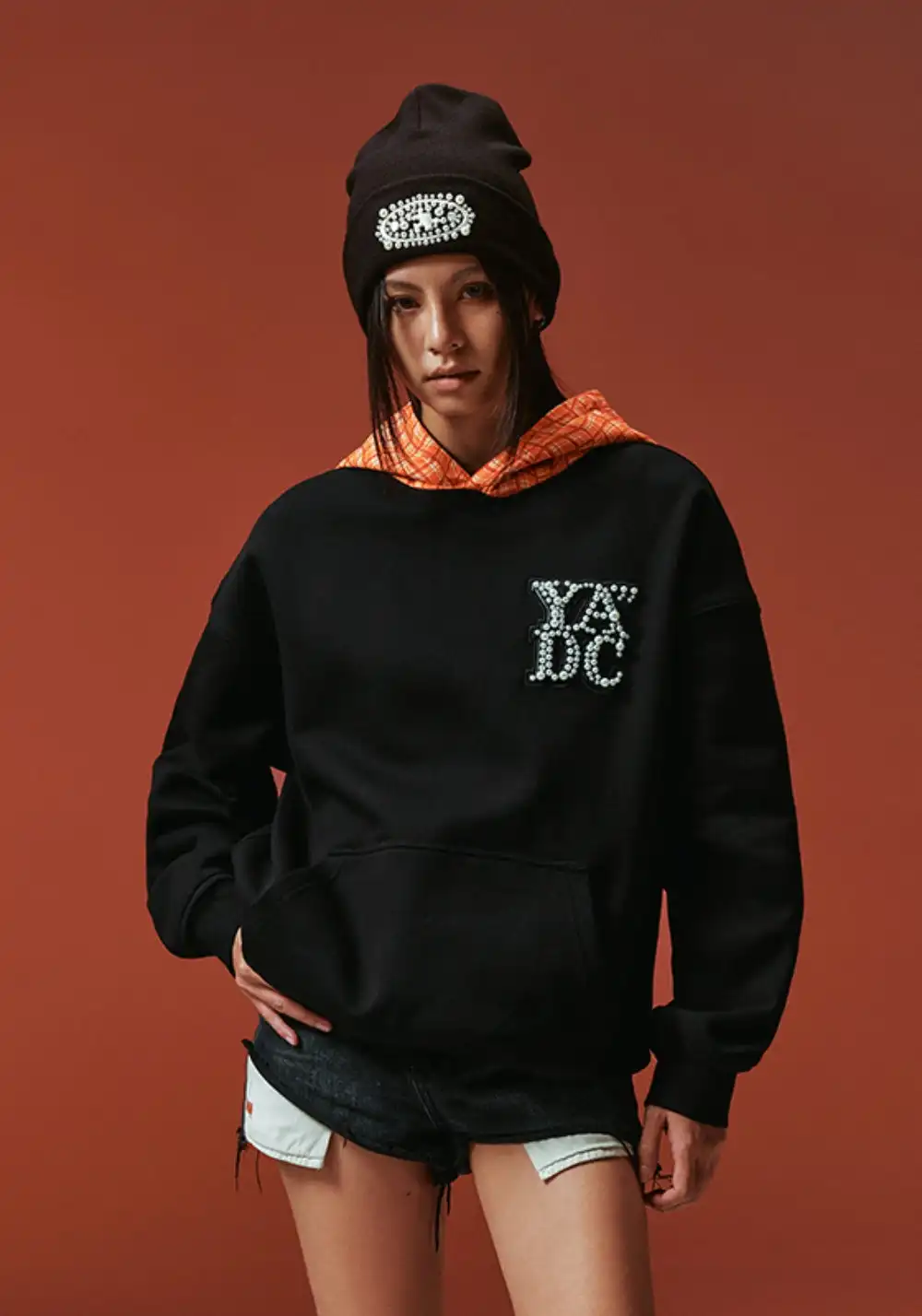 YADcrew丨YADcrew Distorted Grid Hoodie-Black