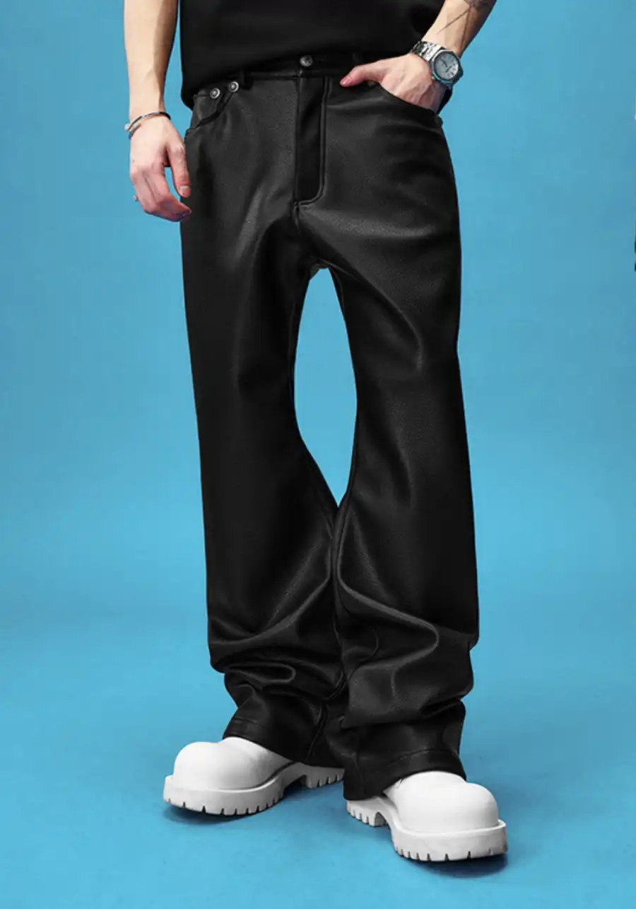 YADcrew丨YADcrew Limited Edition Lychee Leather Pants-Black - 2