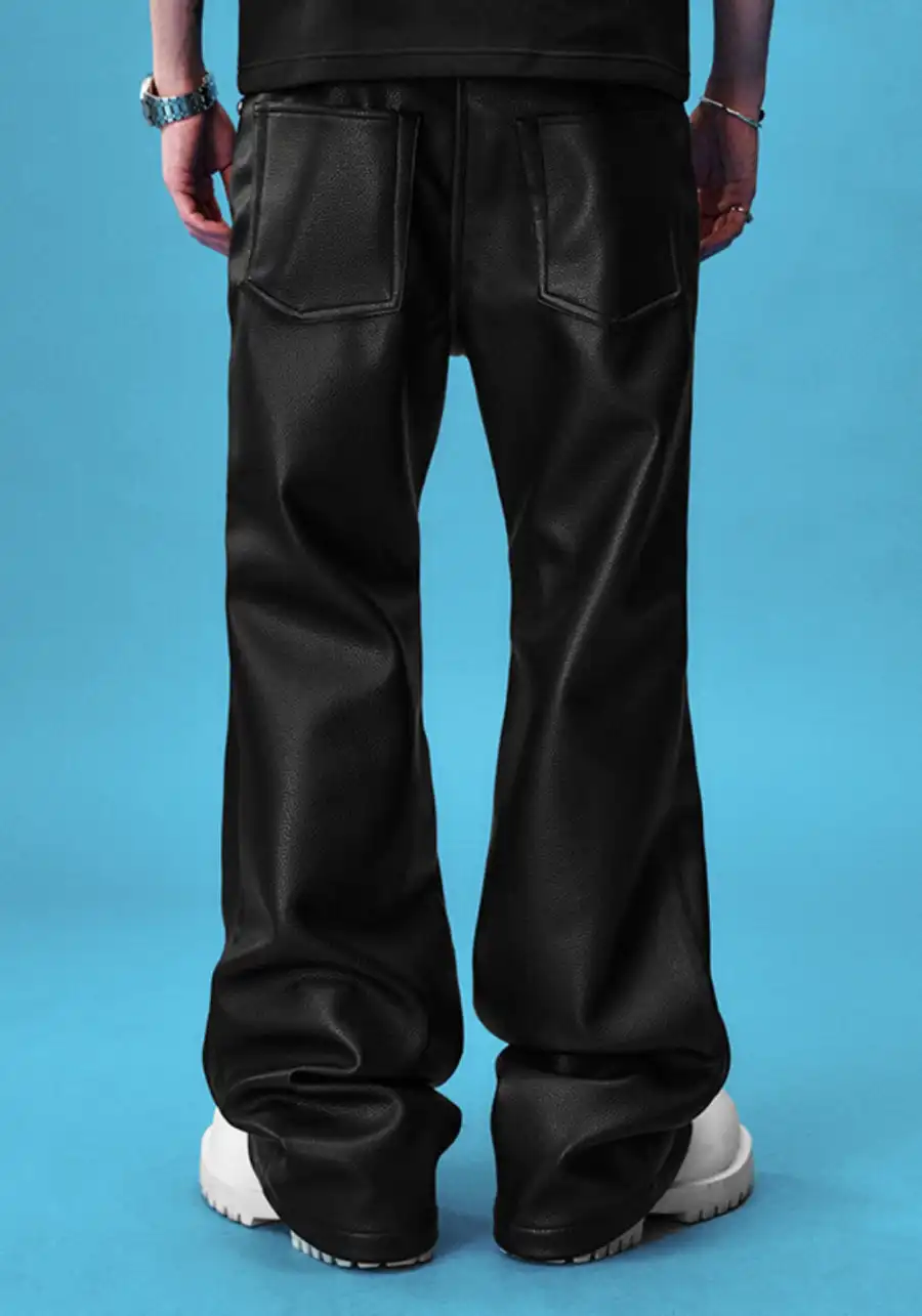 YADcrew丨YADcrew Limited Edition Lychee Leather Pants-Black - 4