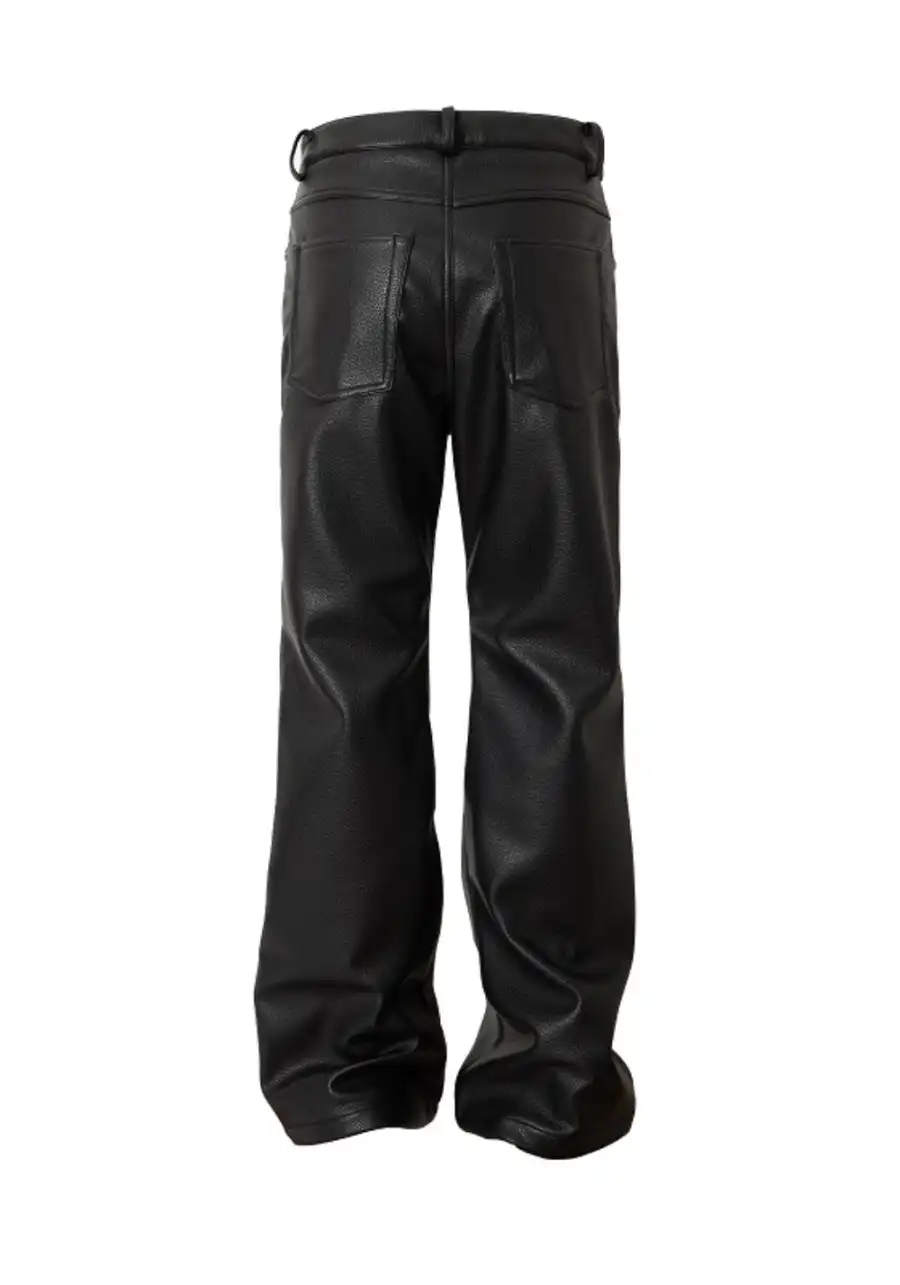 YADcrew丨YADcrew Limited Edition Lychee Leather Pants-Black - 3
