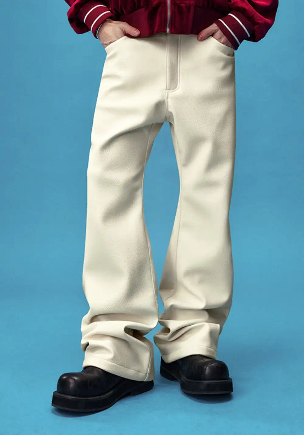 YADcrew丨YADcrew Limited Edition Lychee Leather Pants-White