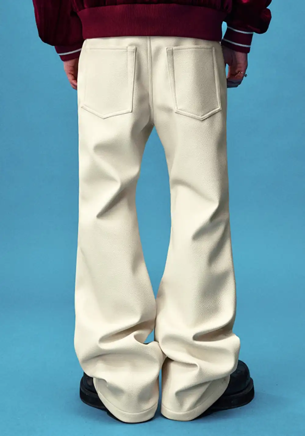 YADcrew丨YADcrew Limited Edition Lychee Leather Pants-White