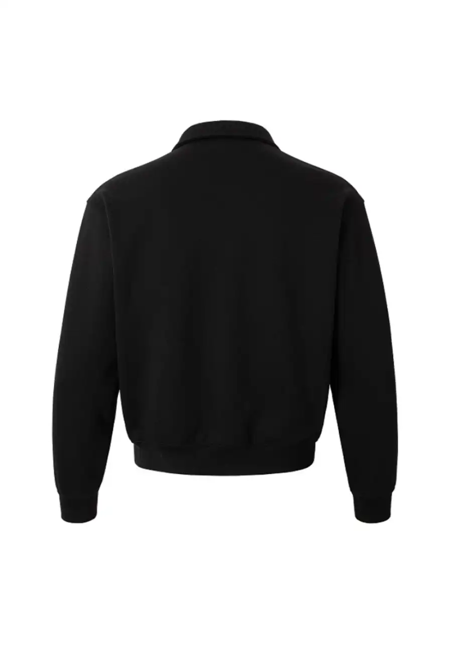 YADcrew丨Crystal-Embellished Unisex Polo Sweatshirt-Black - 3