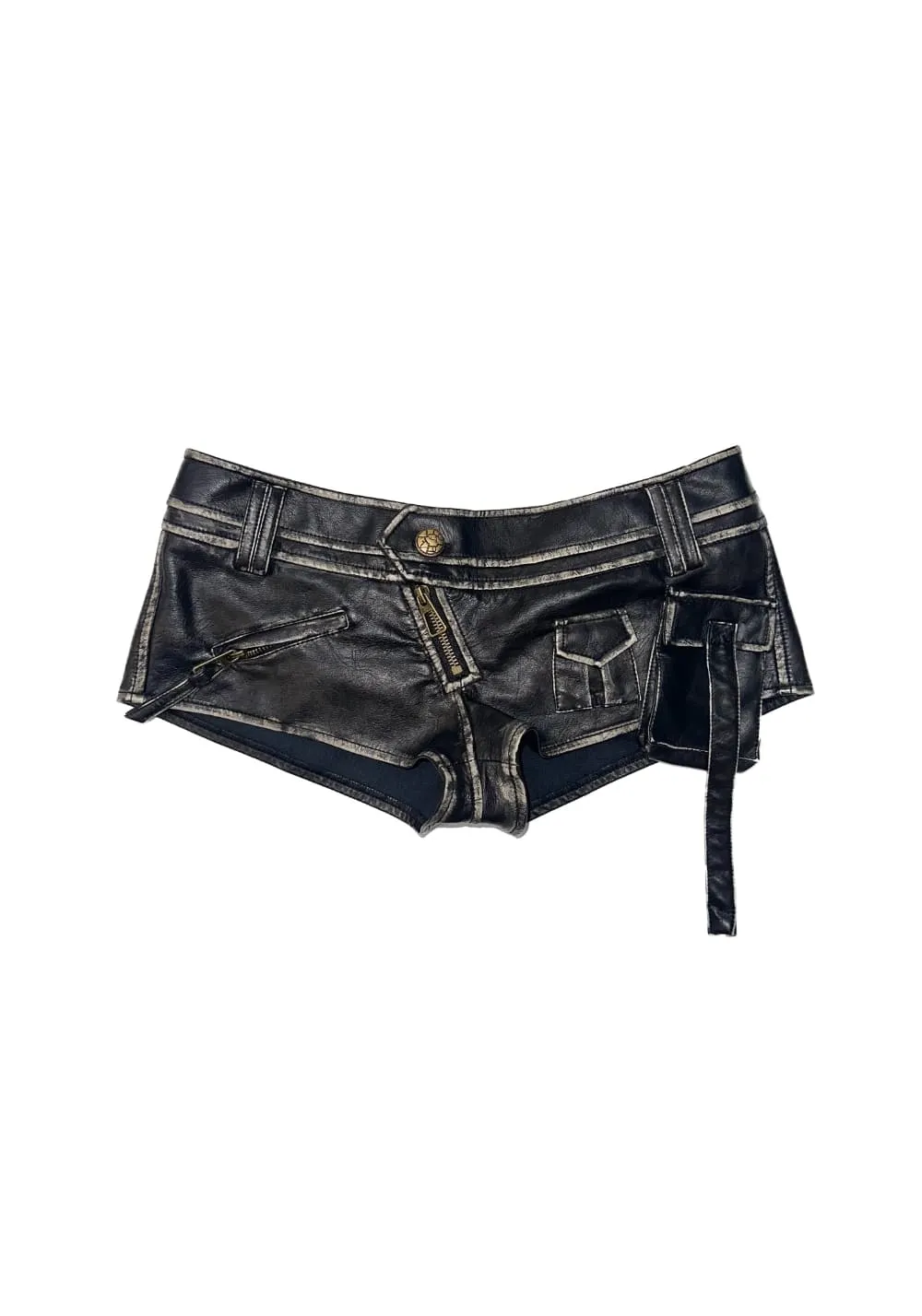 OPEN AESTHETIC丨Punk Leather Low Shorts