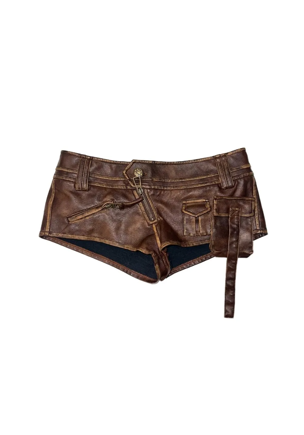 OPEN AESTHETIC丨Punk Leather Low Shorts