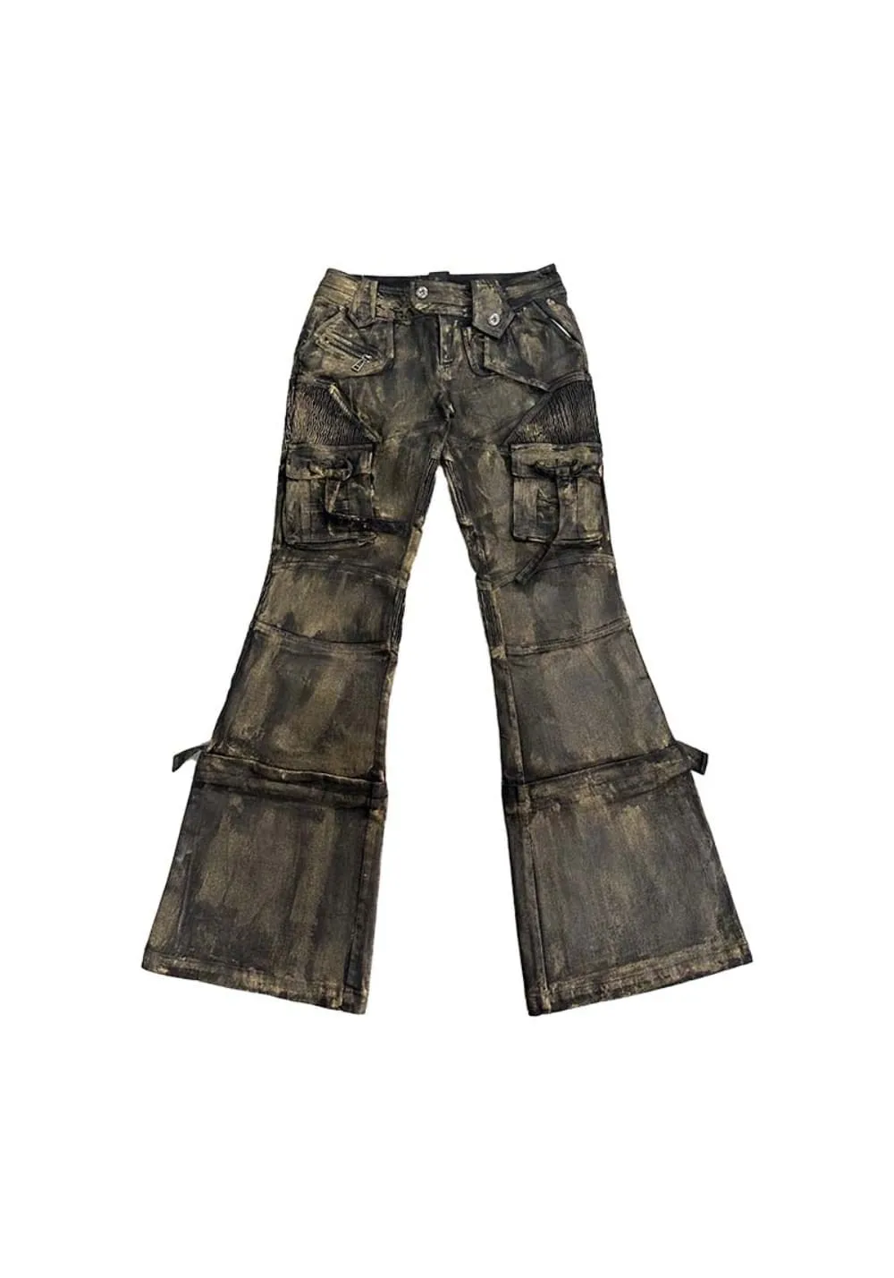 OPEN AESTHETIC丨Layered Gold Jeans