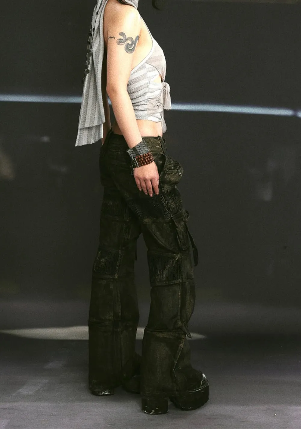 OPEN AESTHETIC丨Layered Gold Jeans