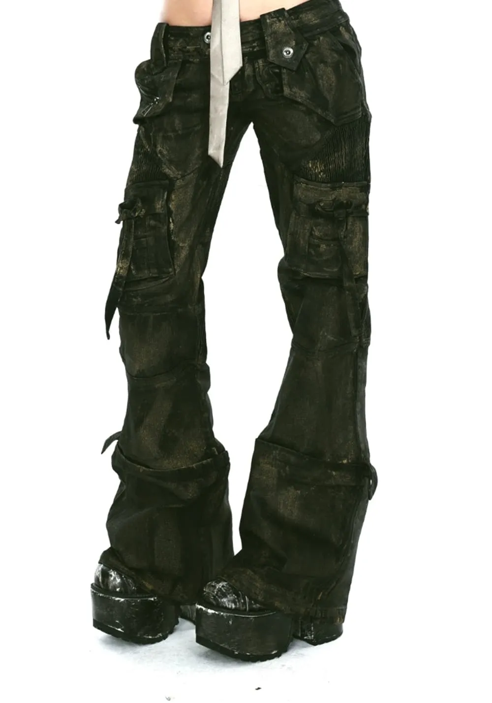 OPEN AESTHETIC丨Layered Gold Jeans