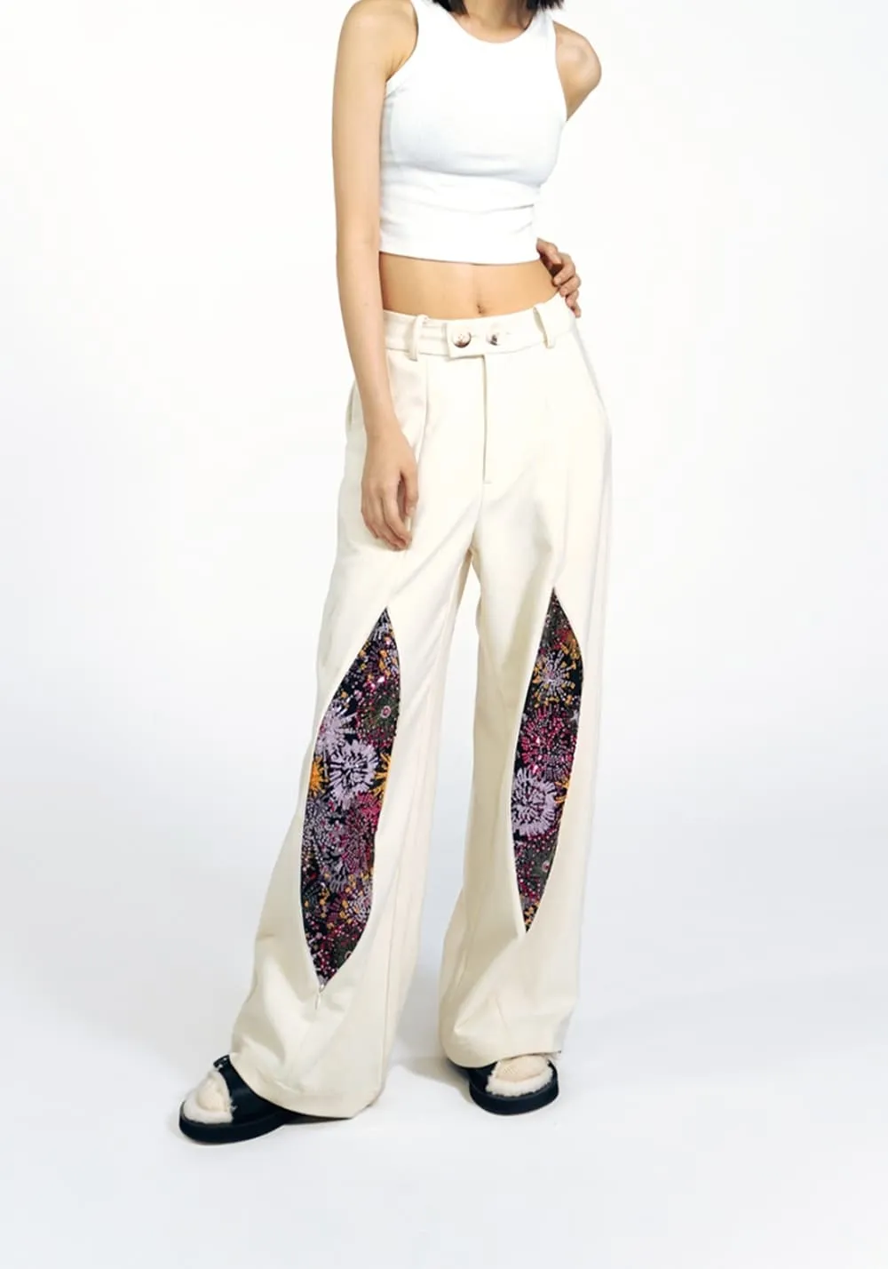 APRIORITY丨White Firework Straight Pants
