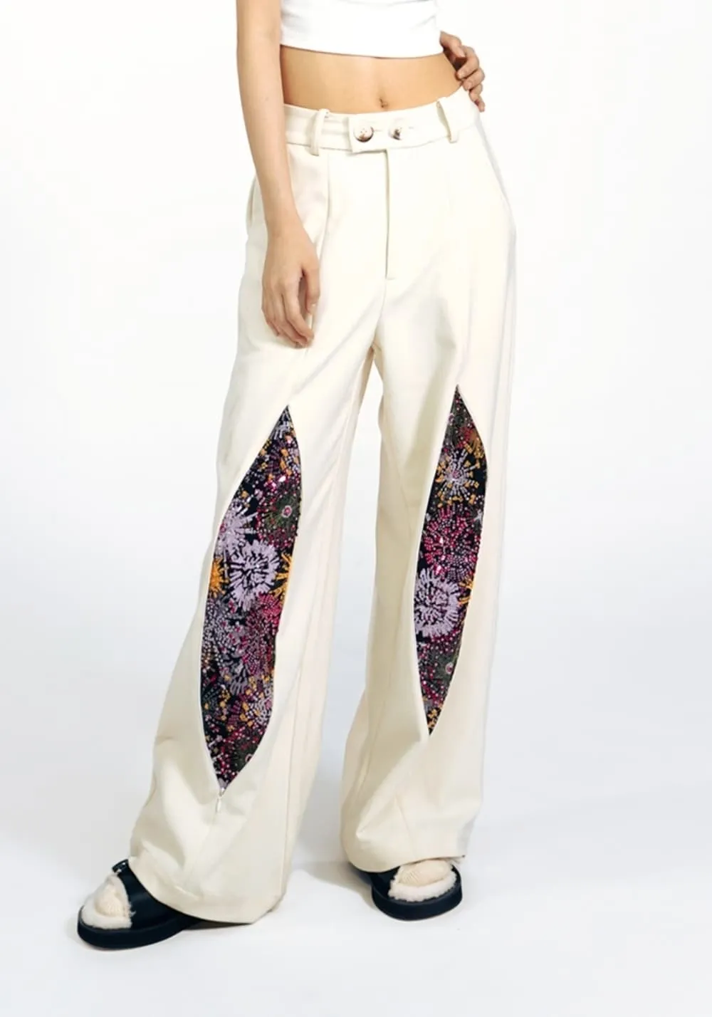 APRIORITY丨White Firework Straight Pants