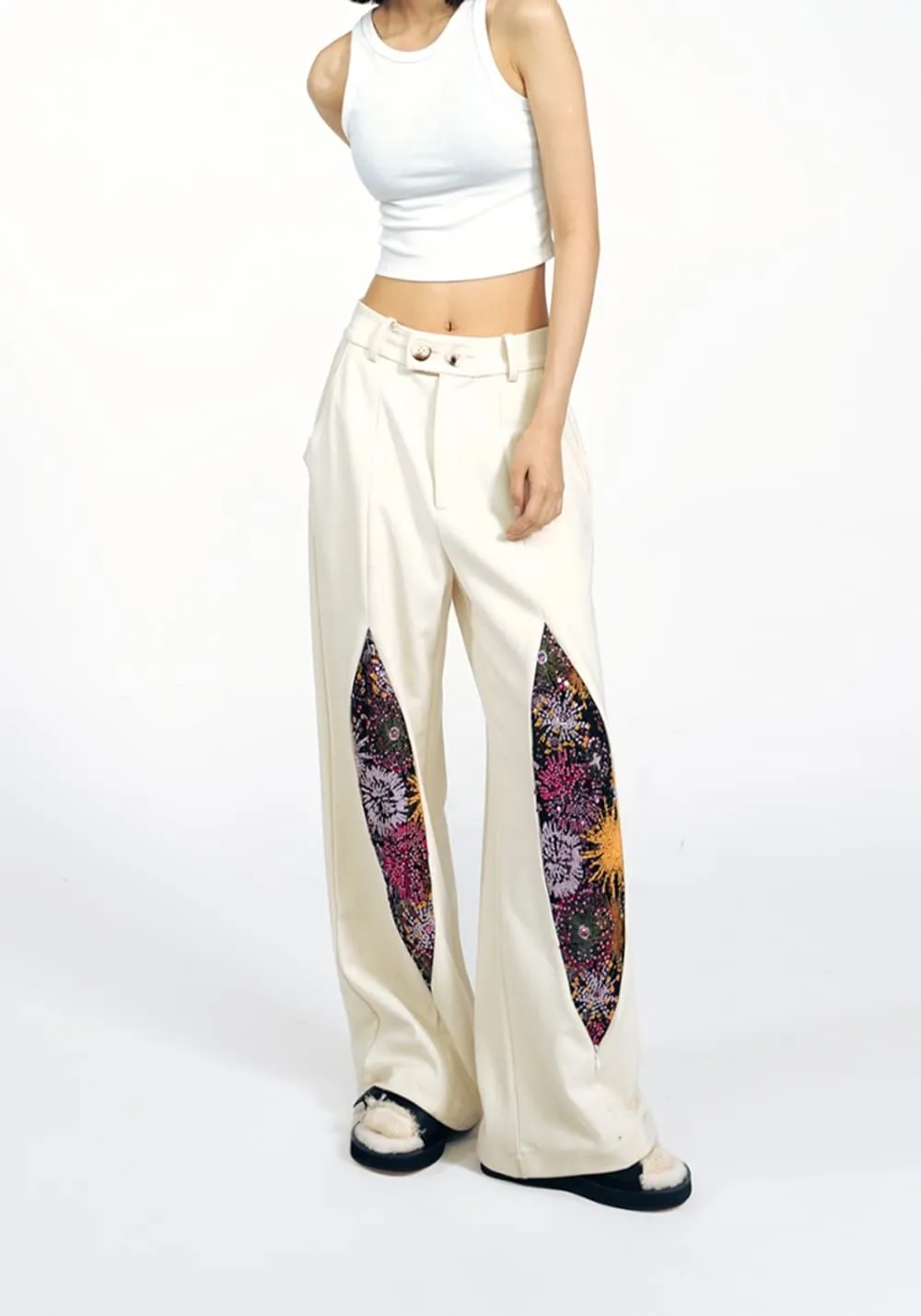 APRIORITY丨White Firework Straight Pants