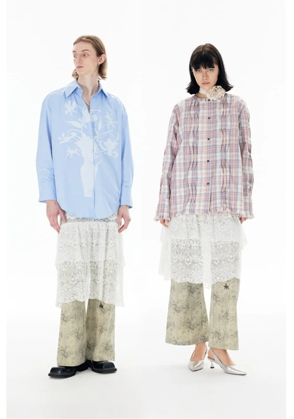 APRIORITY丨Drape Lace Unisex Wide Pants