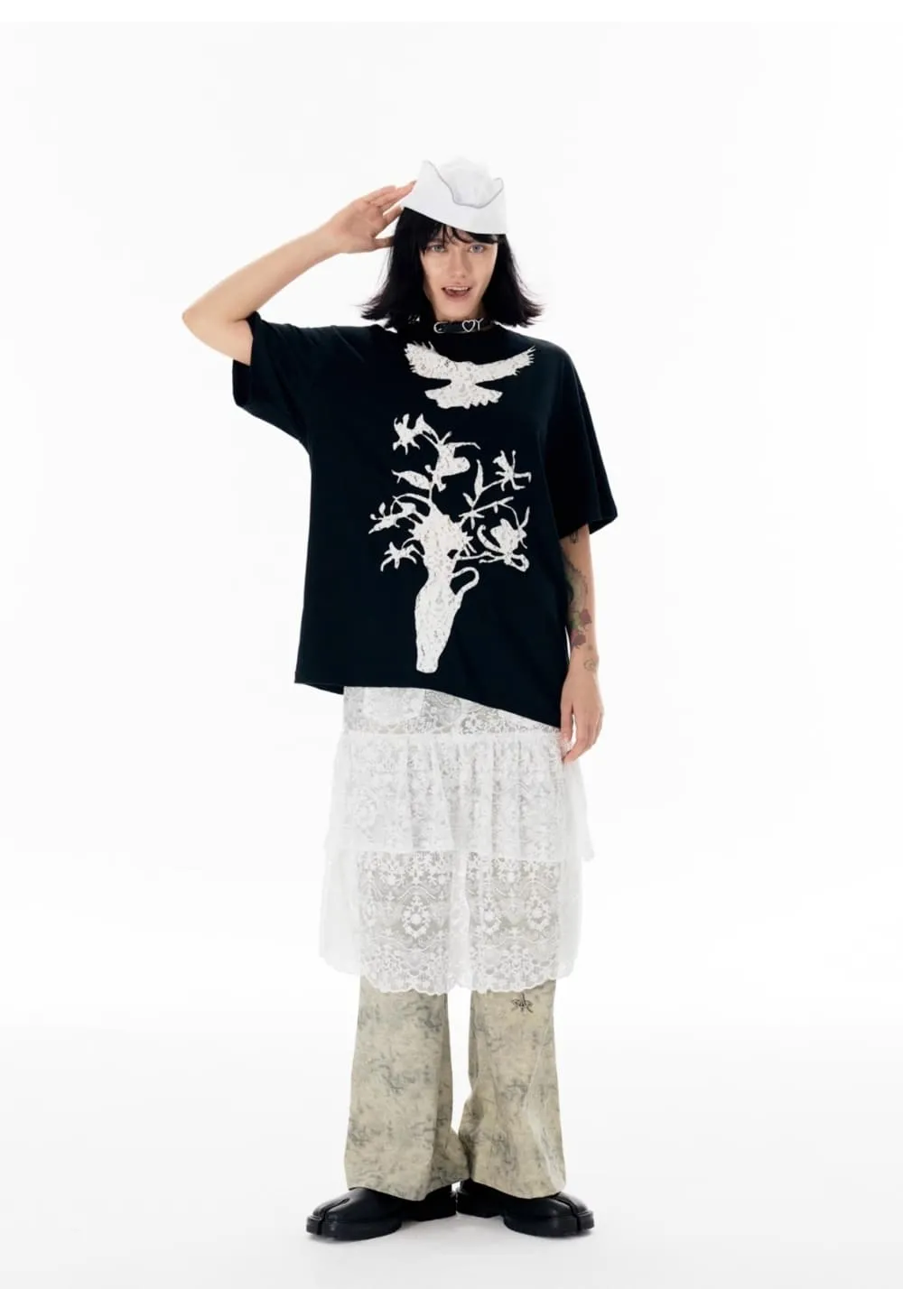 APRIORITY丨Drape Lace Unisex Wide Pants