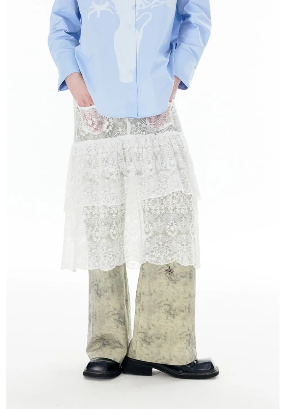 APRIORITY丨Drape Lace Unisex Wide Pants