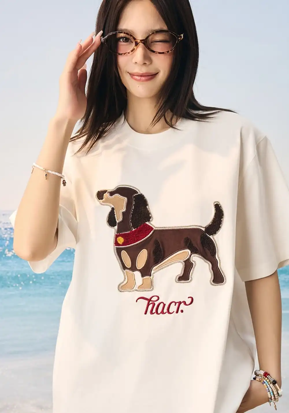 HARSH AND CRUEL丨Suede Puppy Patch Tee