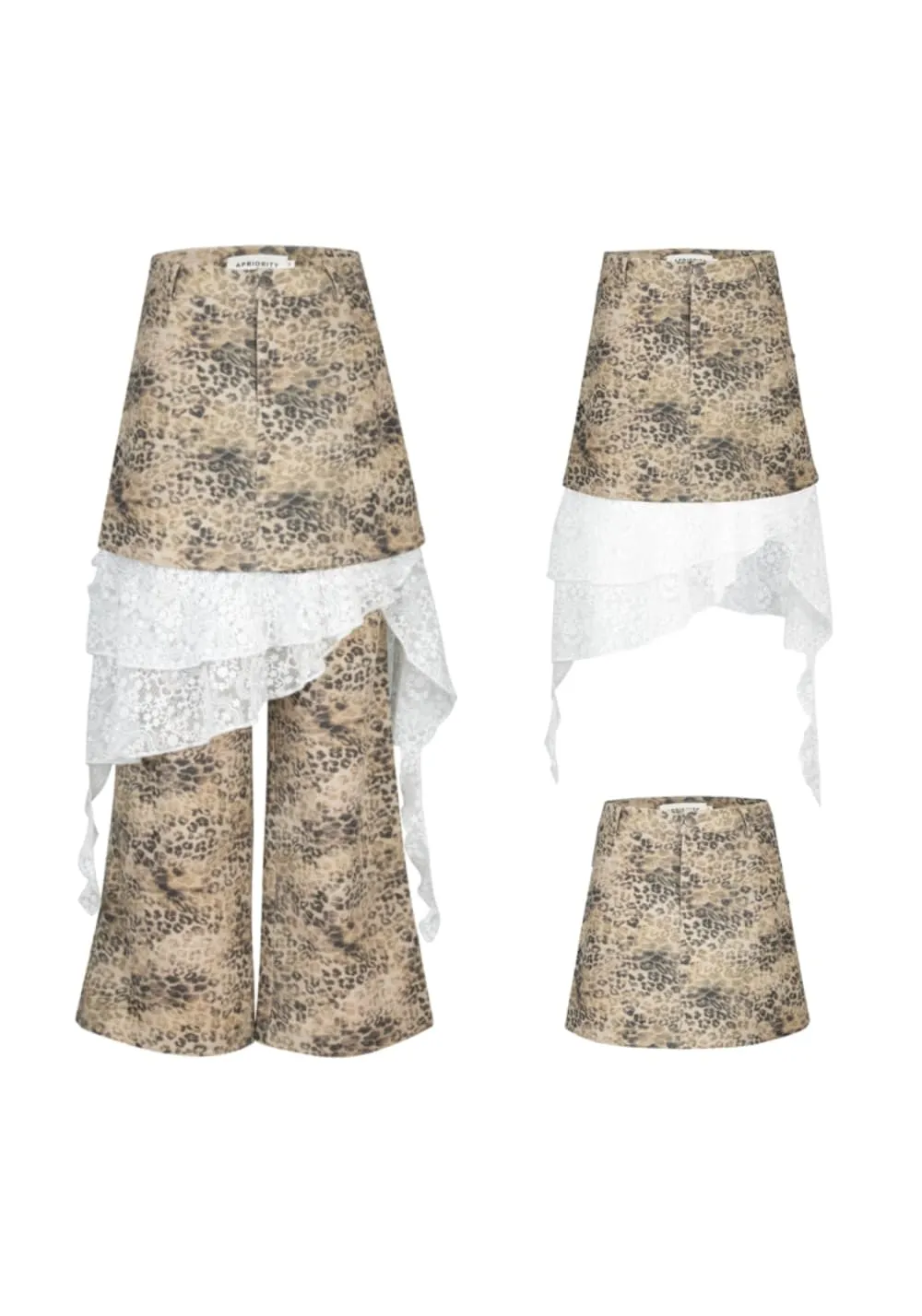 APRIORITY丨Leopard Lace Convertible Skirt Pants