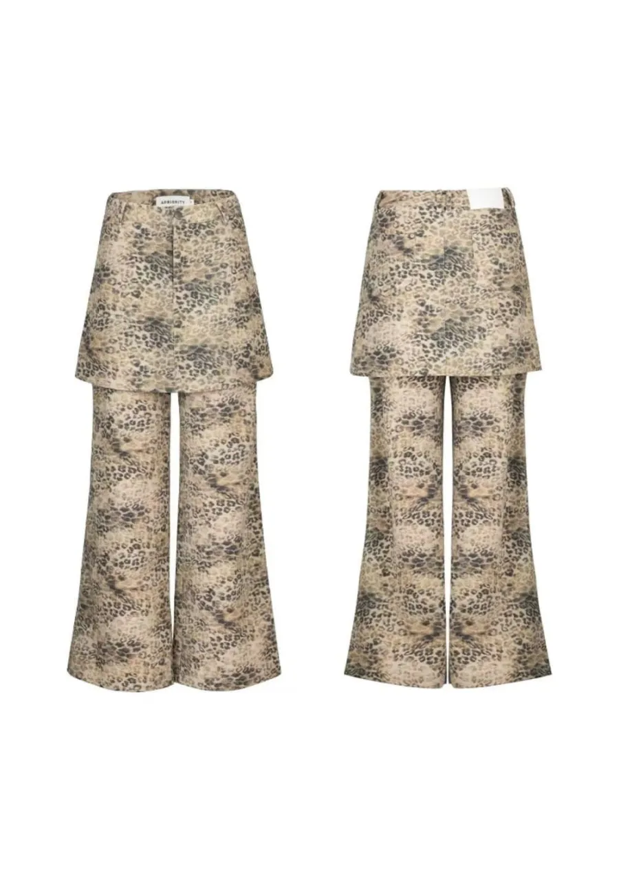 APRIORITY丨Leopard Lace Convertible Skirt Pants - 3