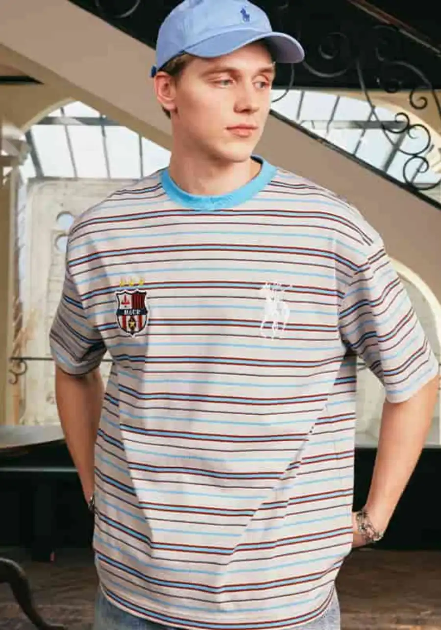 HARSH AND CRUEL丨Retro Stripe Collar Tee - 2